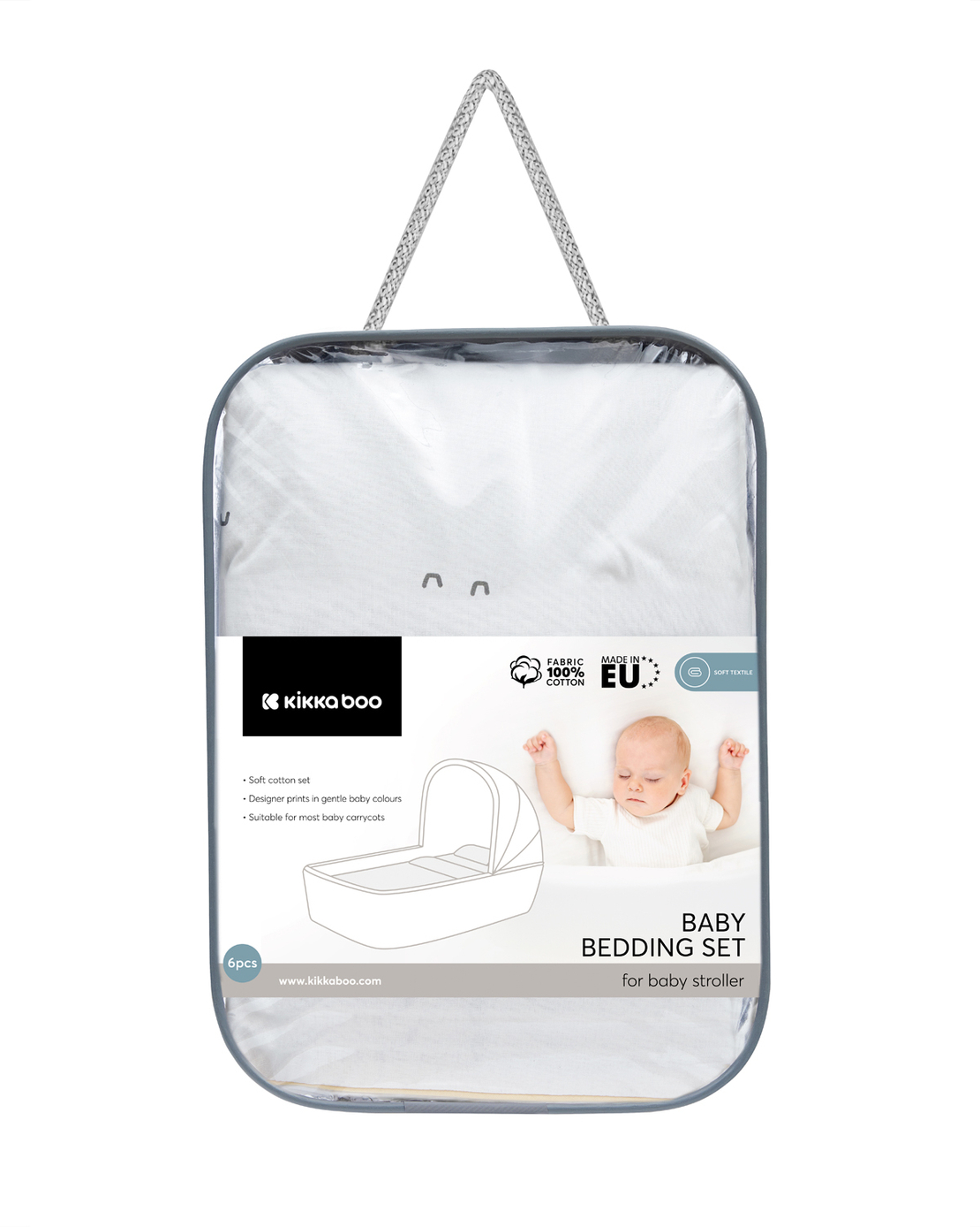 KikkaBoo Бебешки Спален Комплект за Количка 6 Части Sleepy Sheep