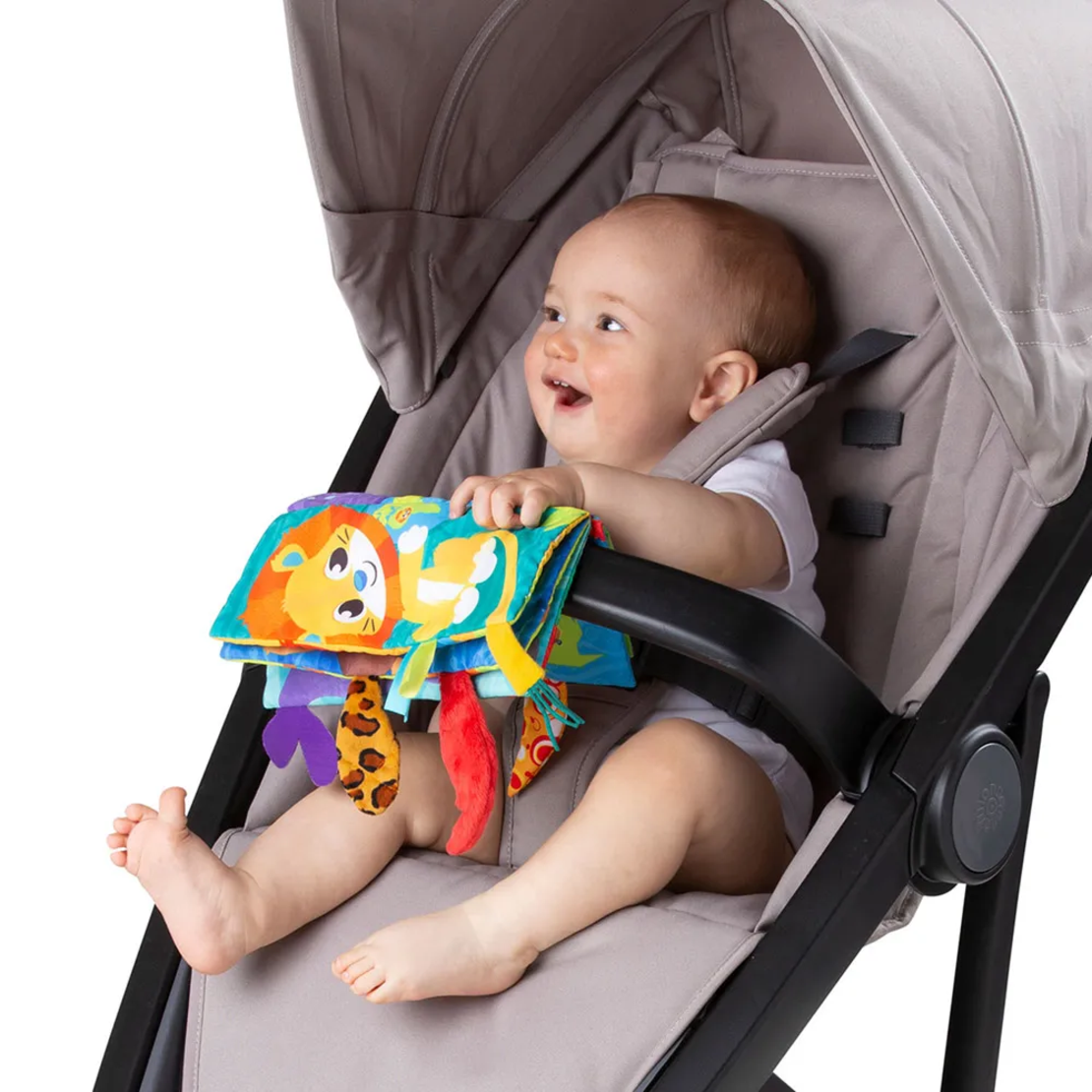 Playgro Мека Tекстилна Сензорна Kнижка с Опашки с 8 вида Животни Шумолящи Страници 3м+