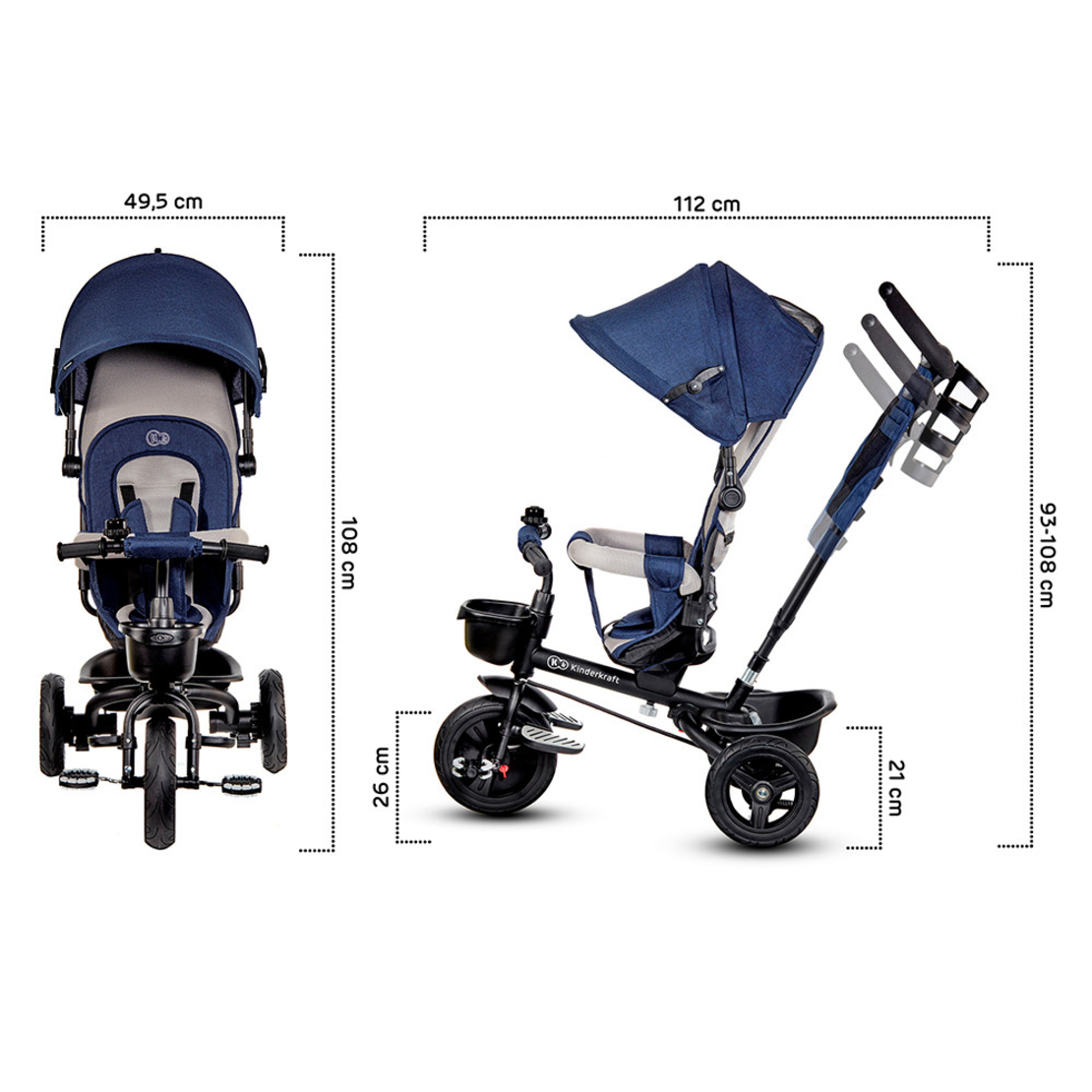  Триколка KinderKraft AVEO, Синя 