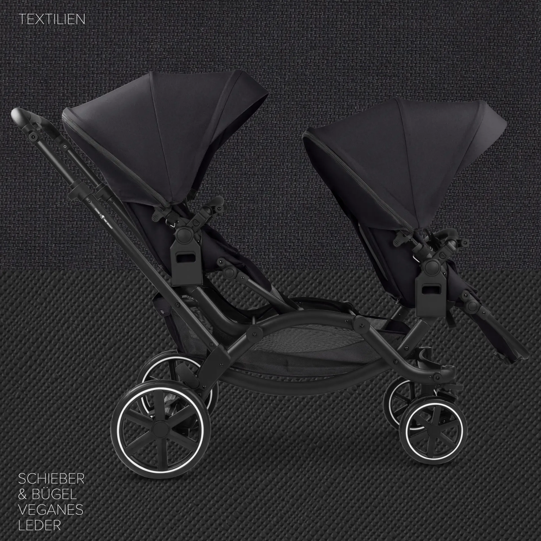 ABC Design Double Stroller Zoom 2 Coal Комбинирана Детска Количка за Близнаци