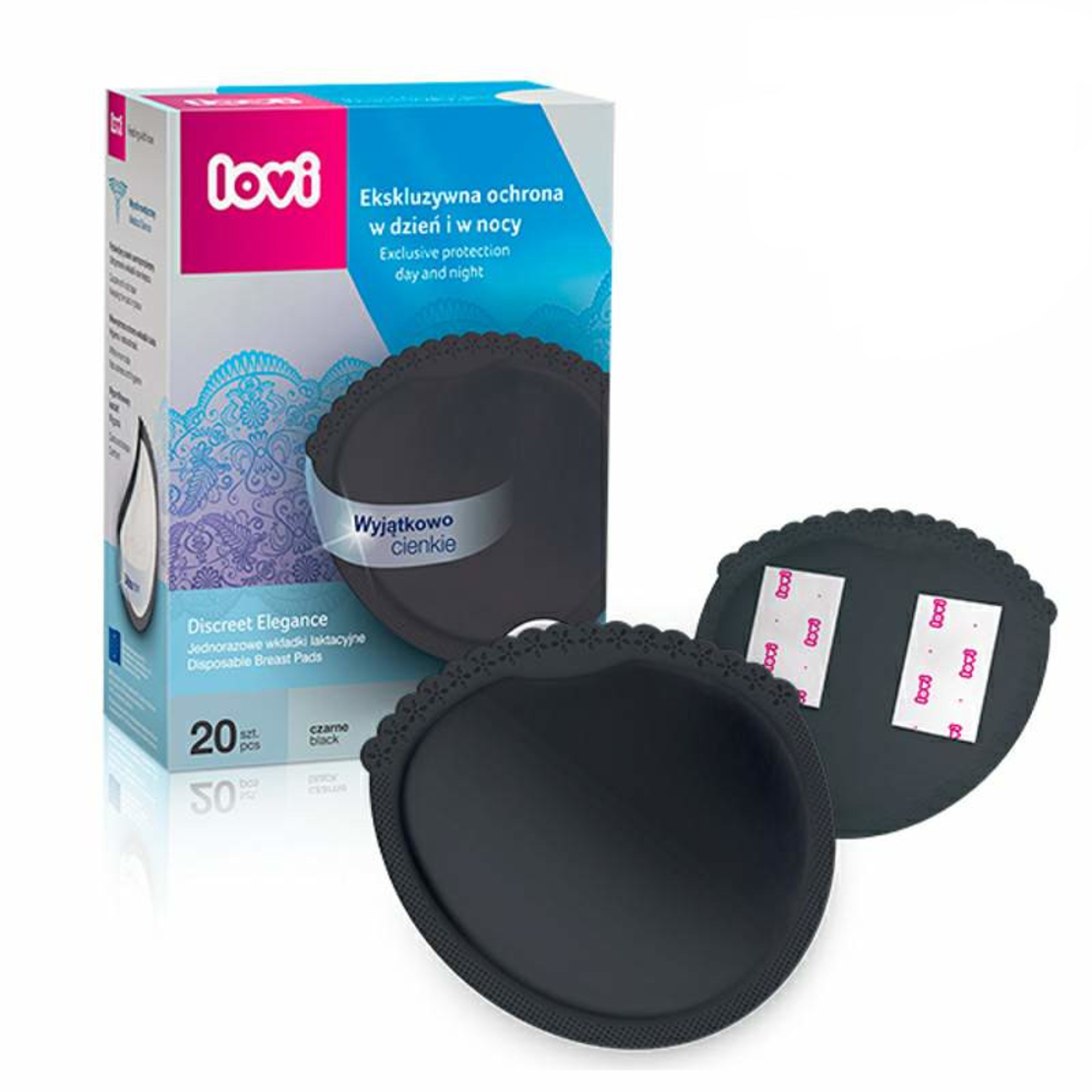Подплънки за кърма с гел Discreet Elegance черни 20 бр