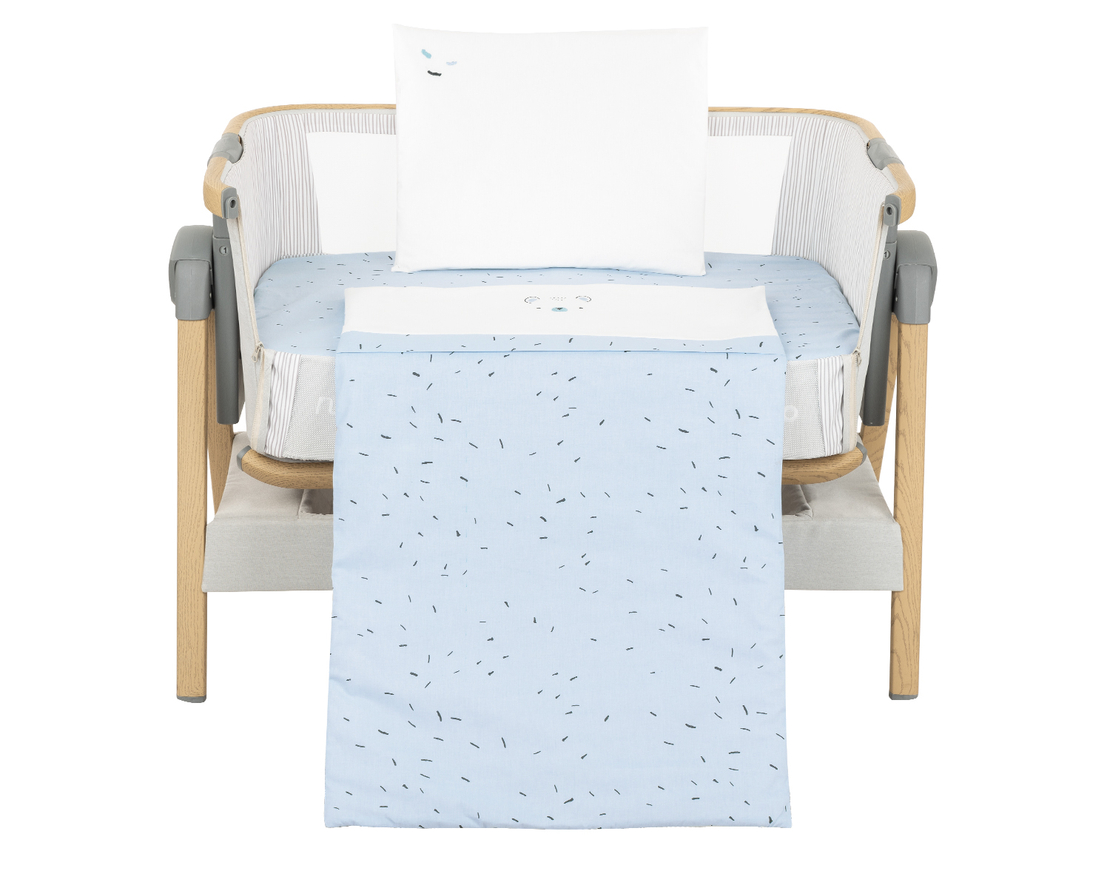 Бебешки спален комплект за мини-кошара 5ч Bear with me Blue