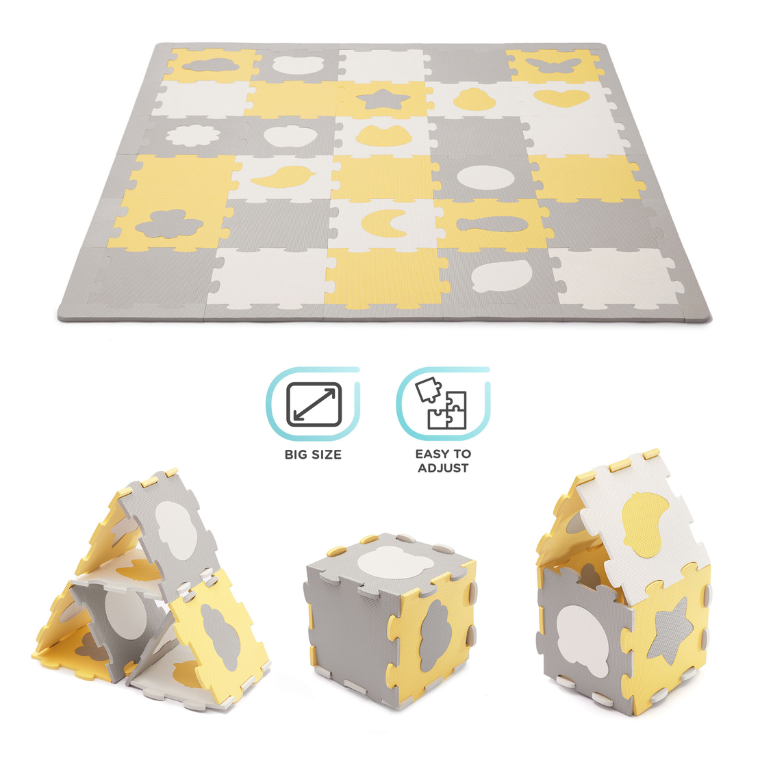  Мек пъзел с форми KinderKraft LUNO SHAPES, жълт 