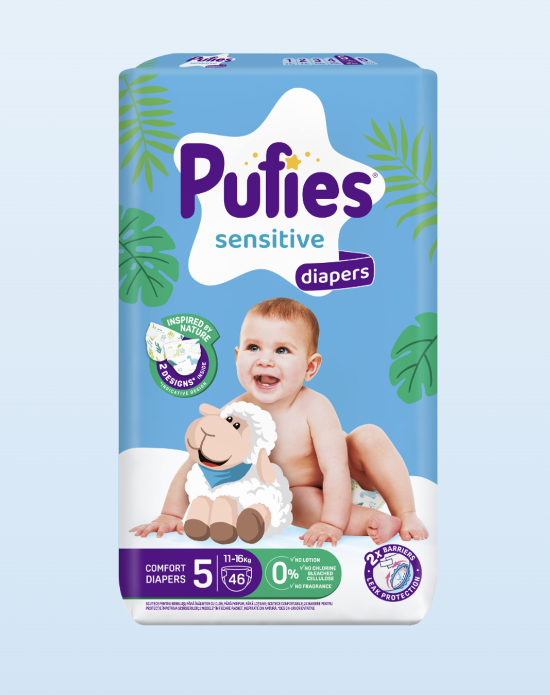 Pufies Diapers Sensitive MP 5 Junior Пелени за Бебета 11-16кг по 46 Броя