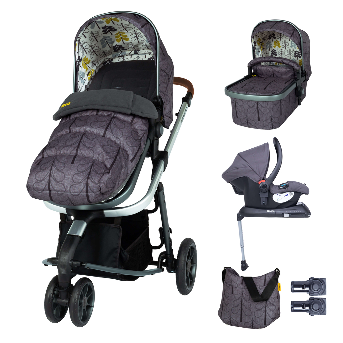 Комплект количка Cosatto Giggle 3 Fika Forest 5в1, i-Size база и чувалче за крака