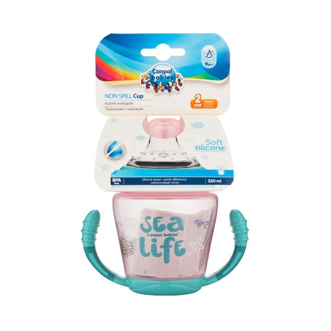 Неразливаща се часа с дръжки и мек накрайник, Sea Life 230 мл 9м+