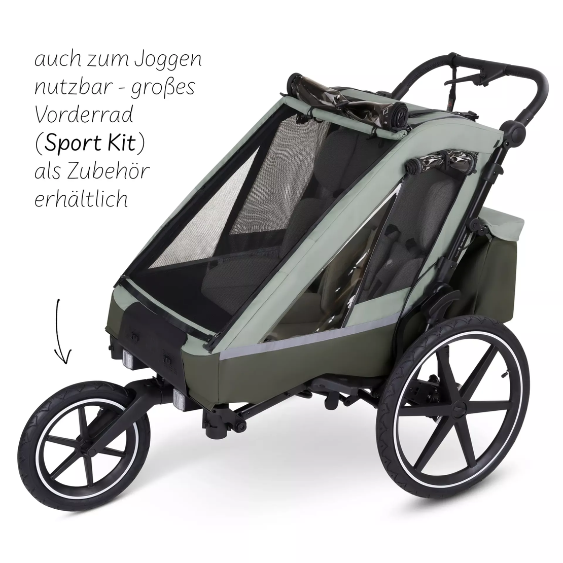 ABC Design Детска Количка за Колело Bicycle Trailer Tour Olive with 2 Comfort Seats & Air Wheels