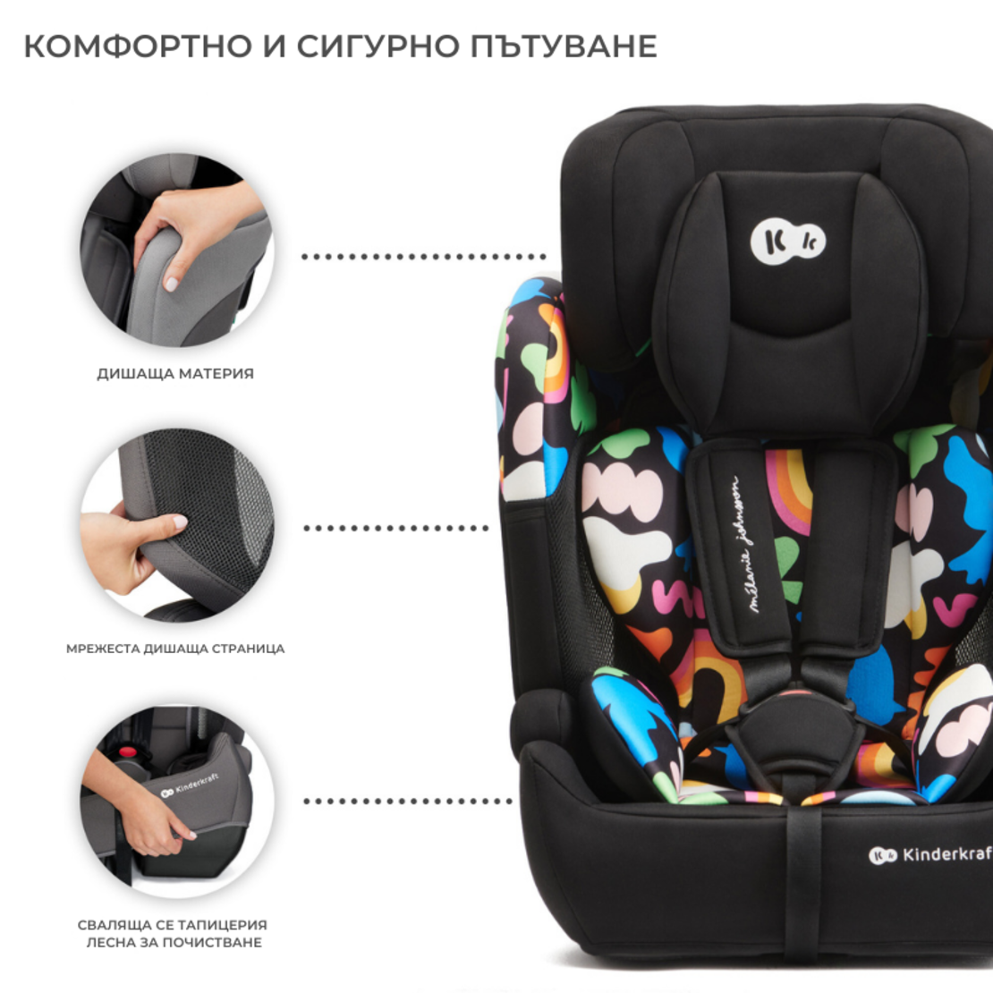 Kinderkraft Столче за Кола Comfort Up i-Size Happy Shapes