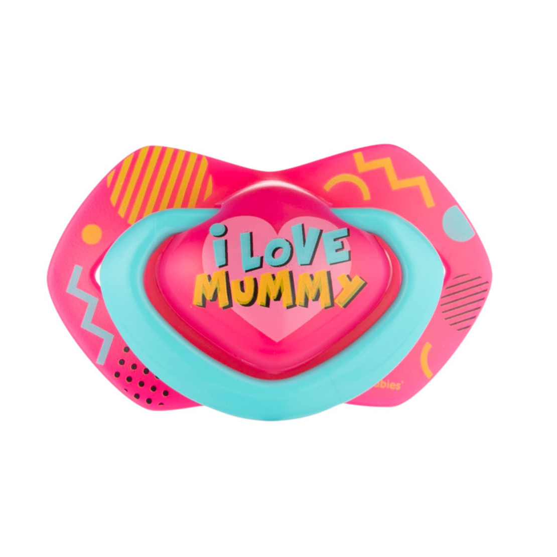 К-кт силиконови залъгалки със симетрична форма 2 бр, Neon Love  18м+