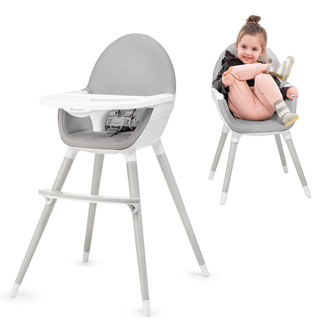  Столче за хранене 2 в 1 KinderKraft FINI, All grey 