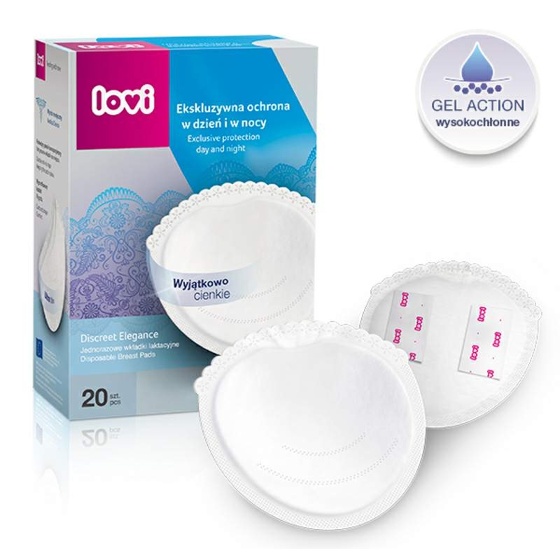 Подплънки за кърма с гел Discreet Elegance бели 20 бр