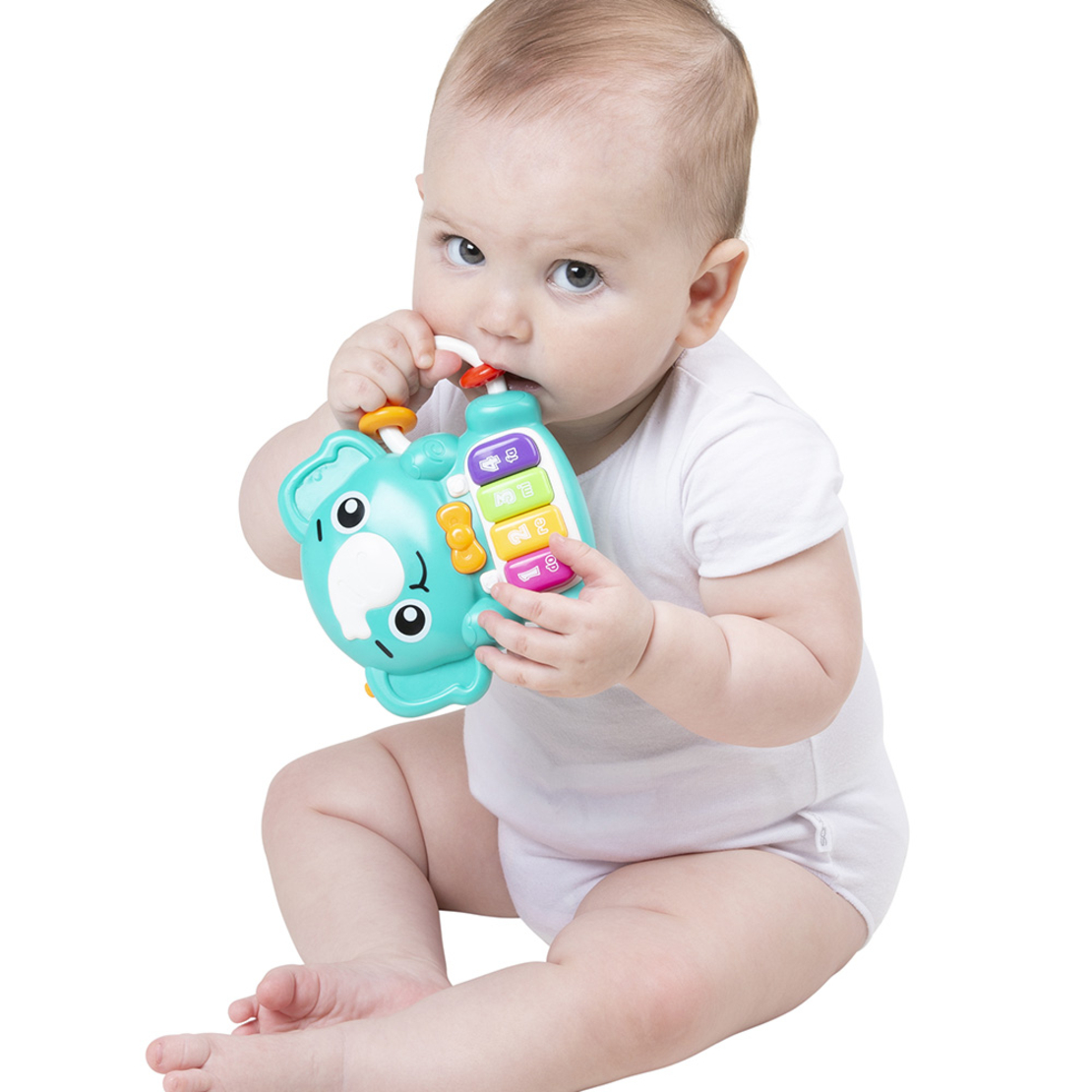 Playgro Elly's Melody Piano Музикална играчка от Забавен Образ на Слонче и Цветни Клавиши с 4 Мелодии и 5 Забавни Звука Удобна Дръжка с Цветна Мъниста