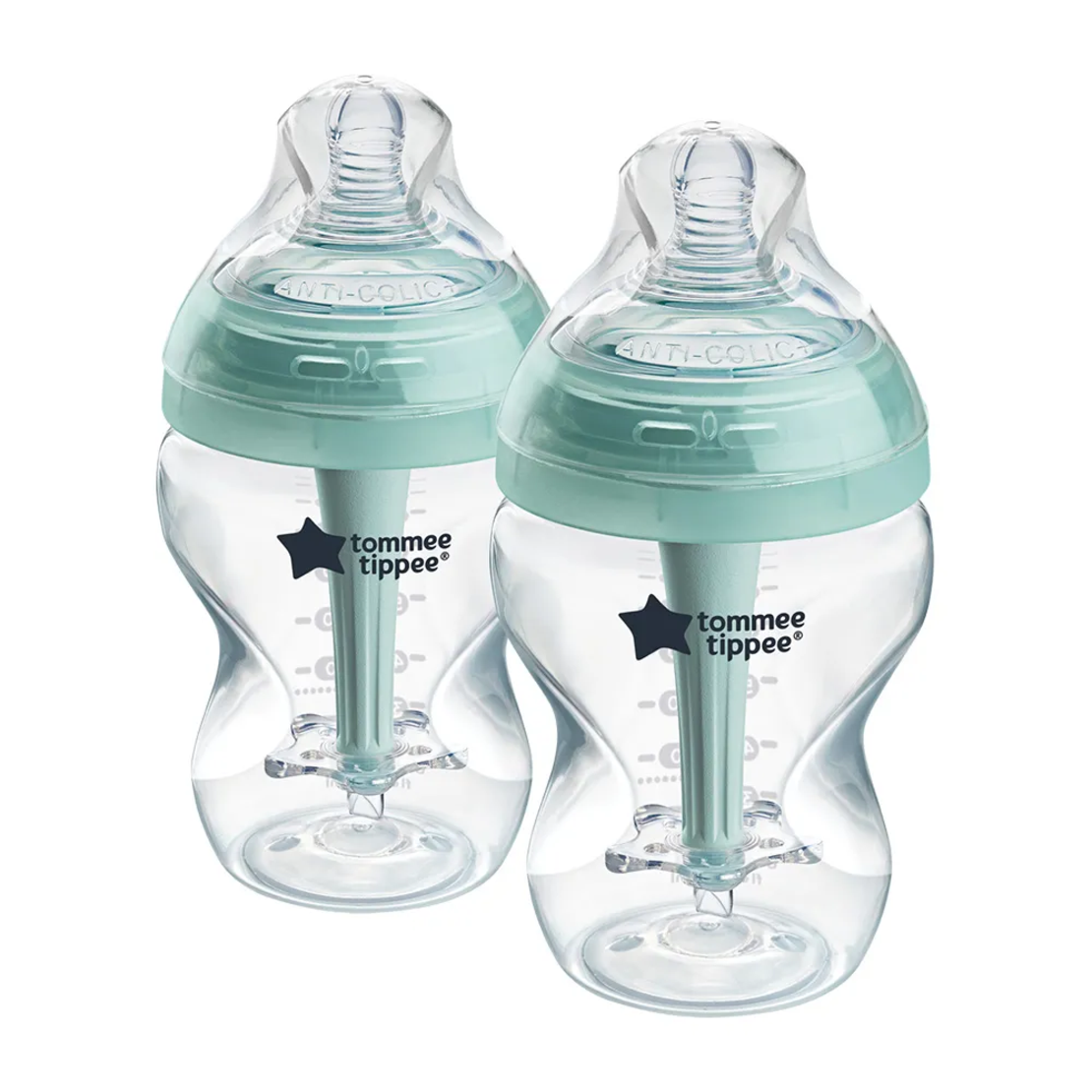 Tommee Tippee Advanced Anti-Colic+ 260 мл Комплект от 2 броя Самостерилизиращи се Бебешки Шишета за Хранене и Система за Намаляване на Коликите