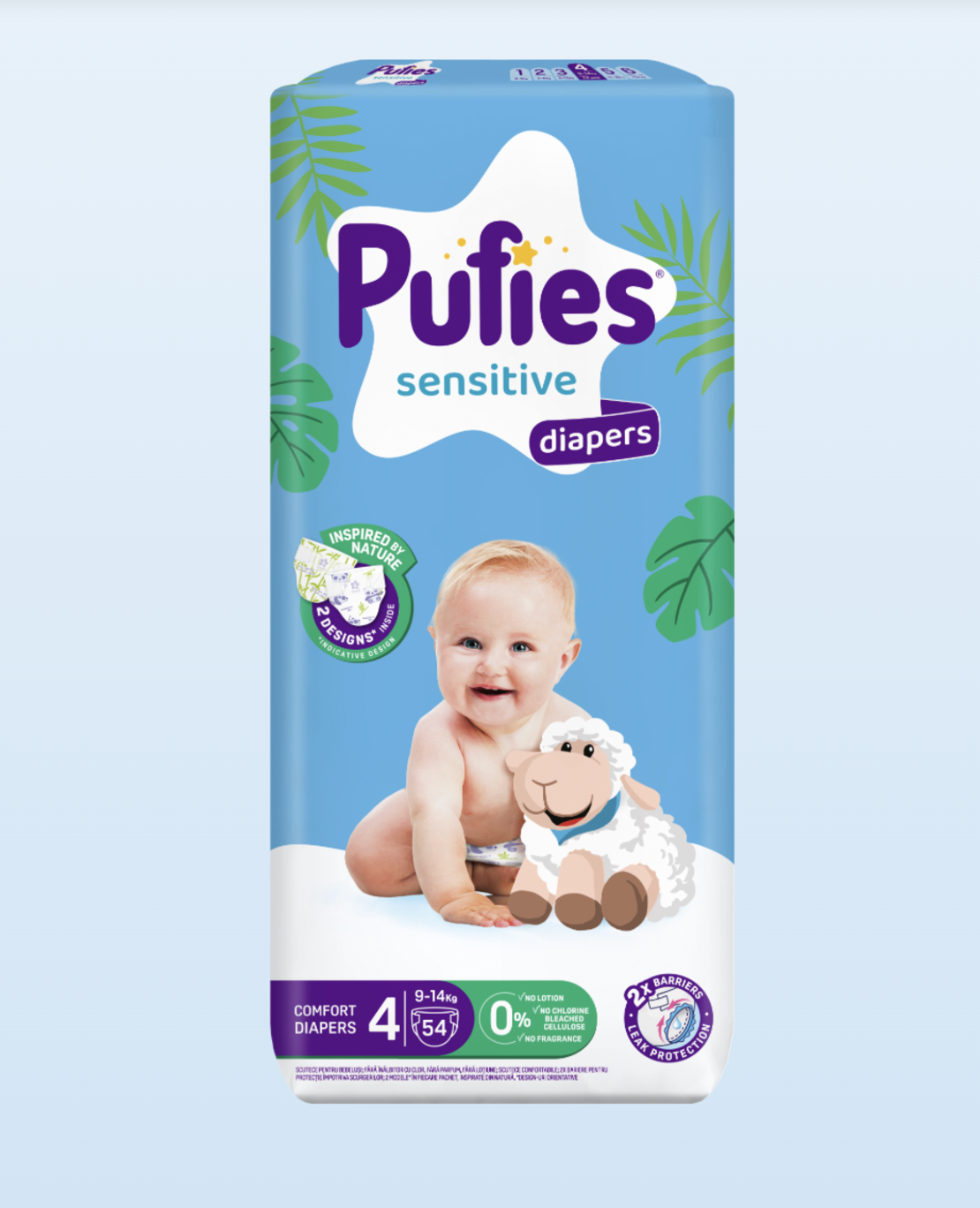 Pufies Diapers Sensitive MP 4 Maxi Пелени за Бебета 9-14кг по 54 Броя