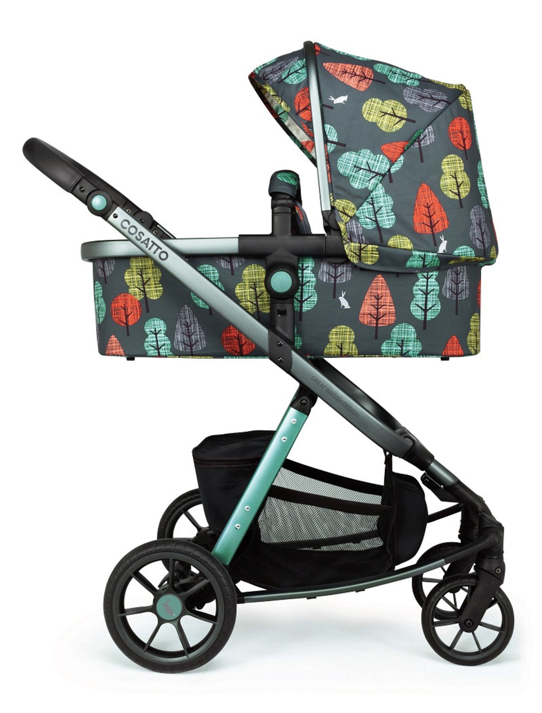 Промопакет Cosatto Giggle Quad Hare Wood 3в1 + i-Size база и чувалче за крака