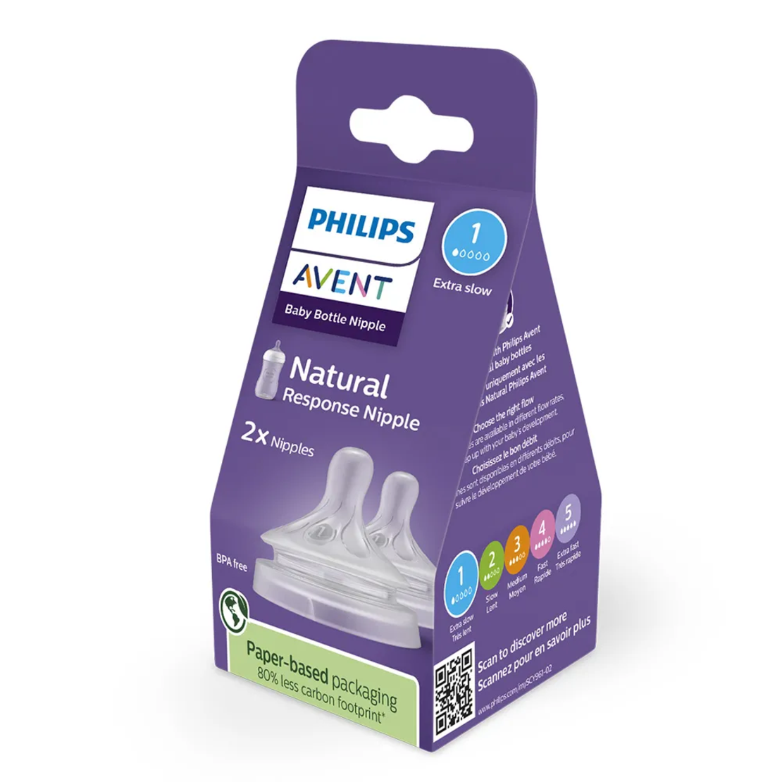 Philips AVENT SCY961/02 Natural Response Комплект от 2 Броя Биберони без протичане Поток 1 от 0м+