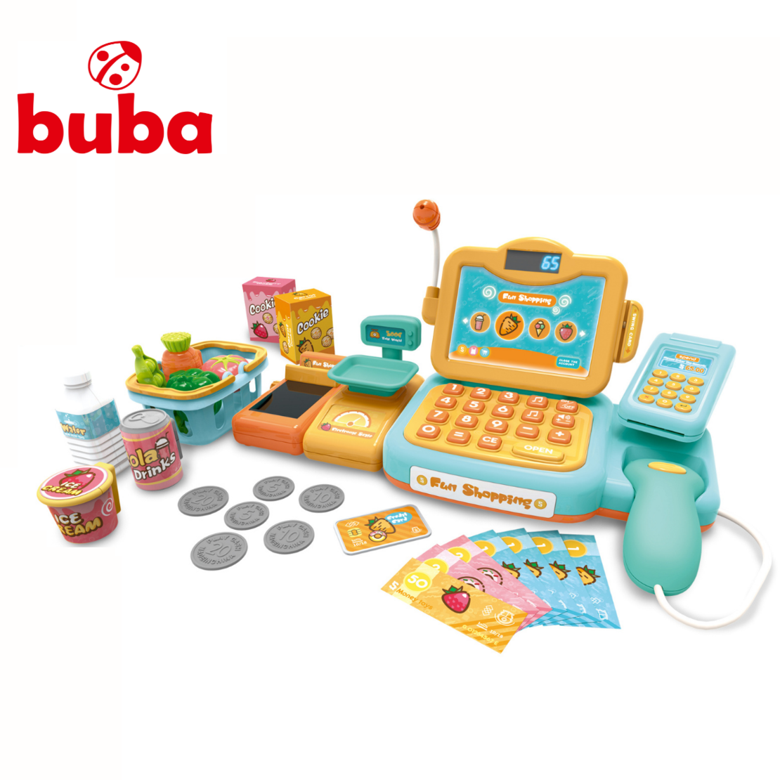  Детски касов апарат с аксесоари Buba Fun Shopping 888F, оранжев 