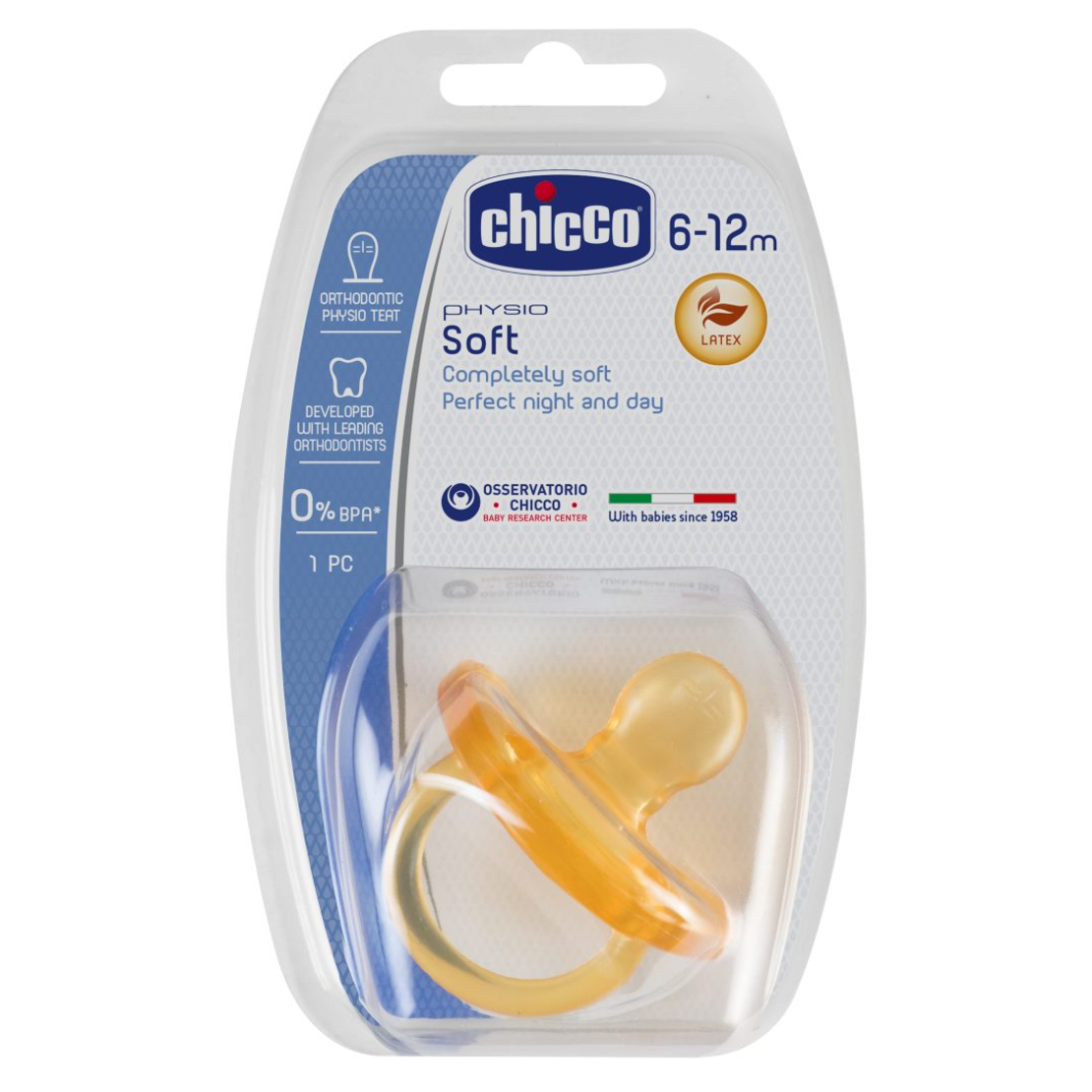 CHICCO Каучукова залъгалка PhysioForma Soft 6-16 м.