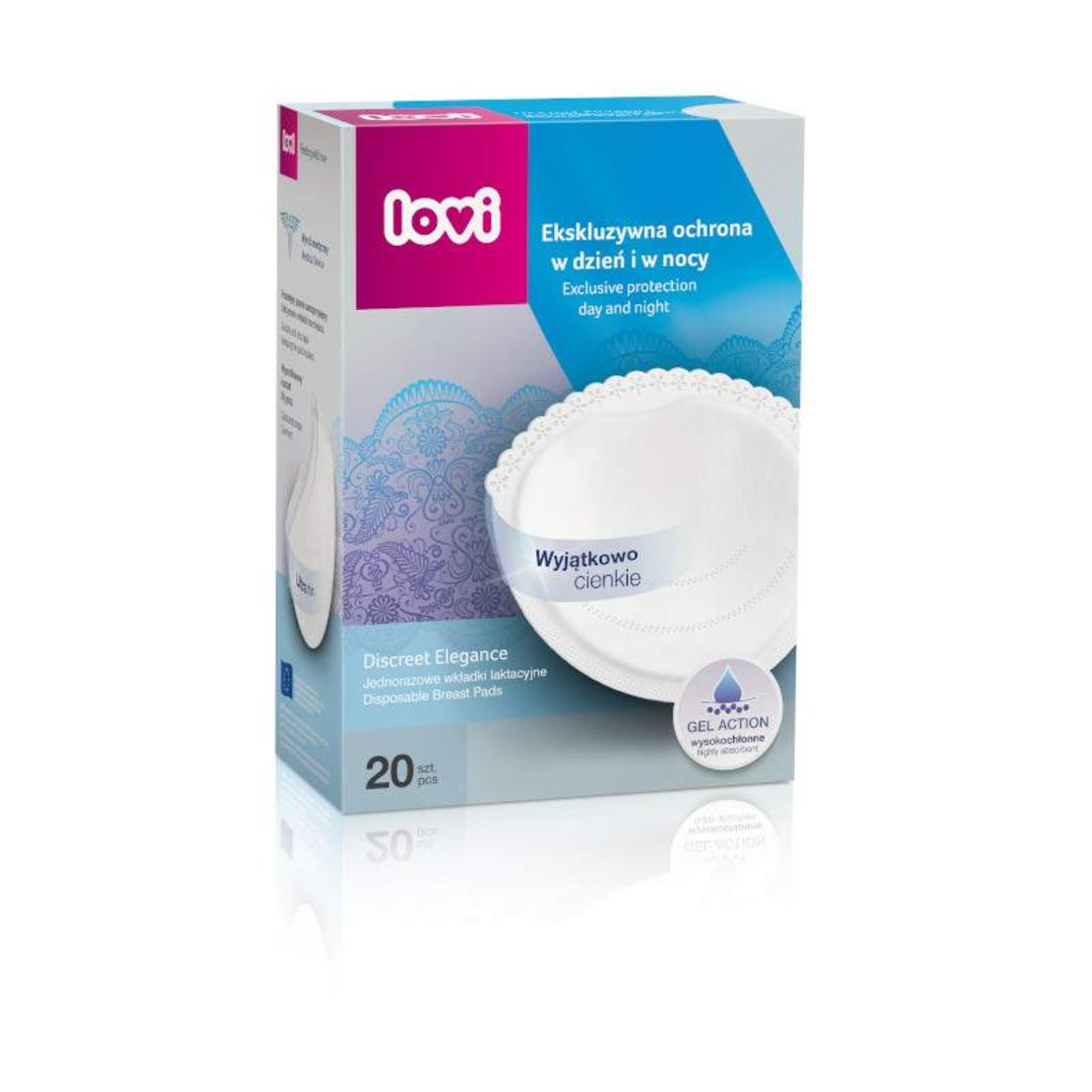 Подплънки за кърма с гел Discreet Elegance бели 20 бр