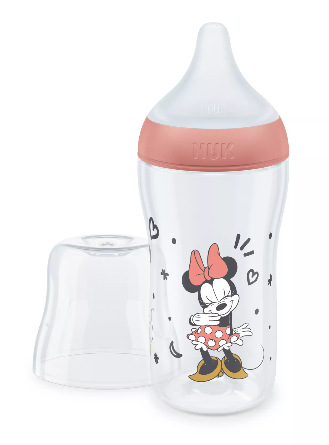 NUK Perfect Match Шише РР 260мл със Силиконов Биберон за Хранене M 3+ месеца Minnie Червено