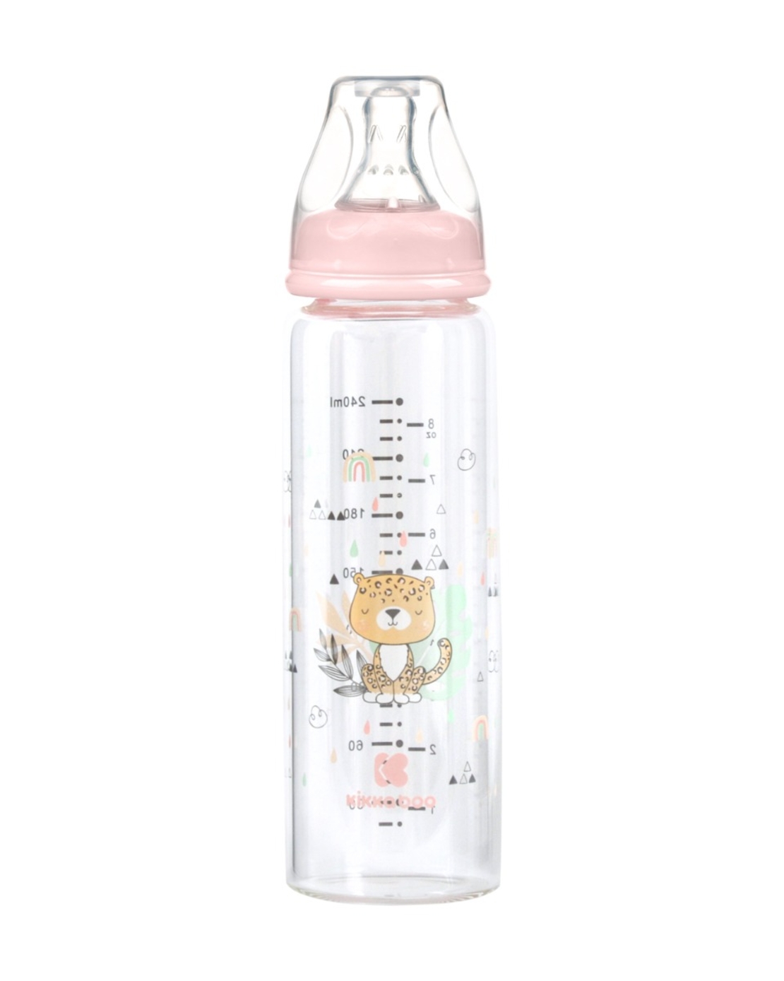 KikkaBoo Шише Стъклено 240мл Savanna Pink