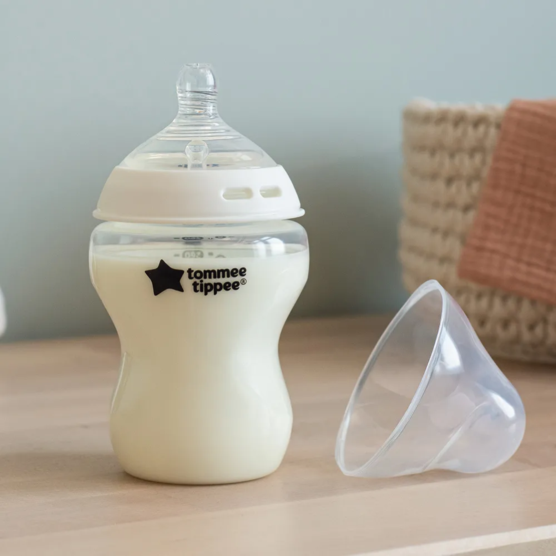 Tommee Tippee Natural Start Самостеризиращо 260 мл Комплект от 2 Броя Бебешки Шишета за Хранене с Биберон с Бавен Поток 1 Капка0м+