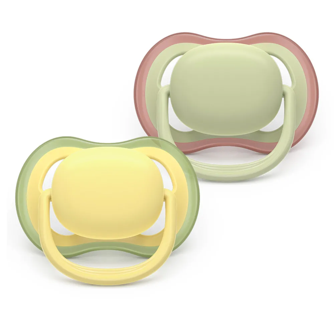 Philips AVENT SCF349/50 Комплект 2 Броя Ортодонтски Силиконови Залъгалки Ultra Air 18м+ Пастелни Цветове в Кутия за Стерилизиране