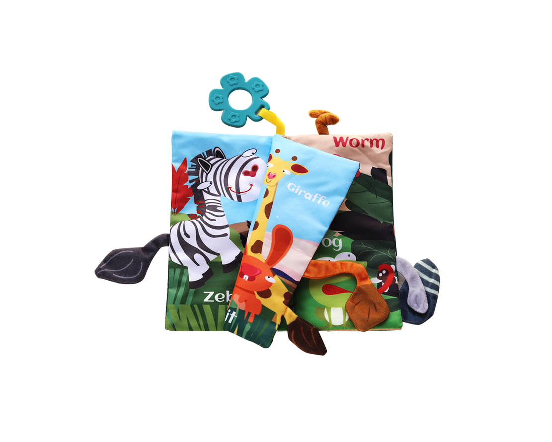 KikkaBoo Образувателна Текстилна Книжка с Чесалка Wild Animals
