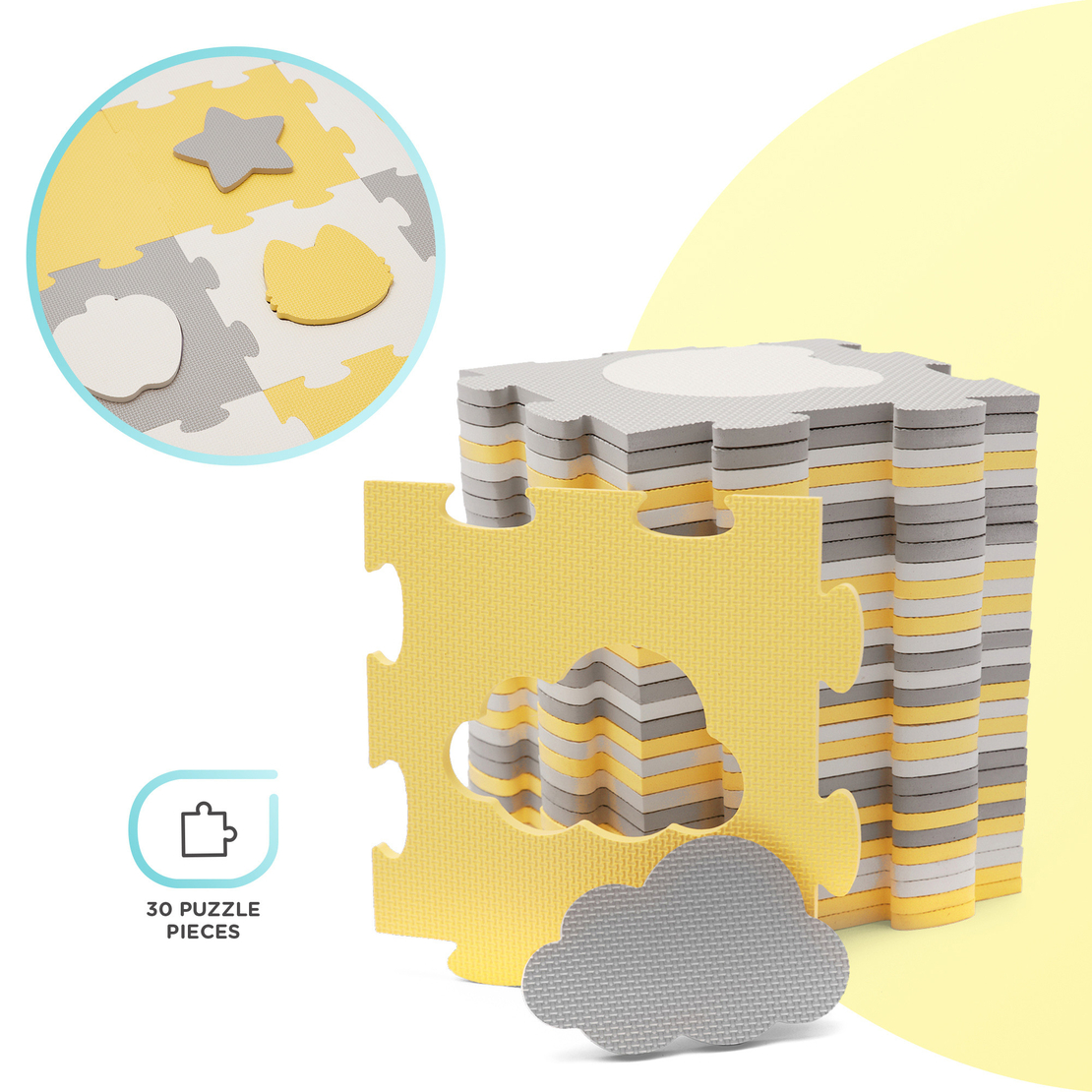  Мек пъзел с форми KinderKraft LUNO SHAPES, жълт 