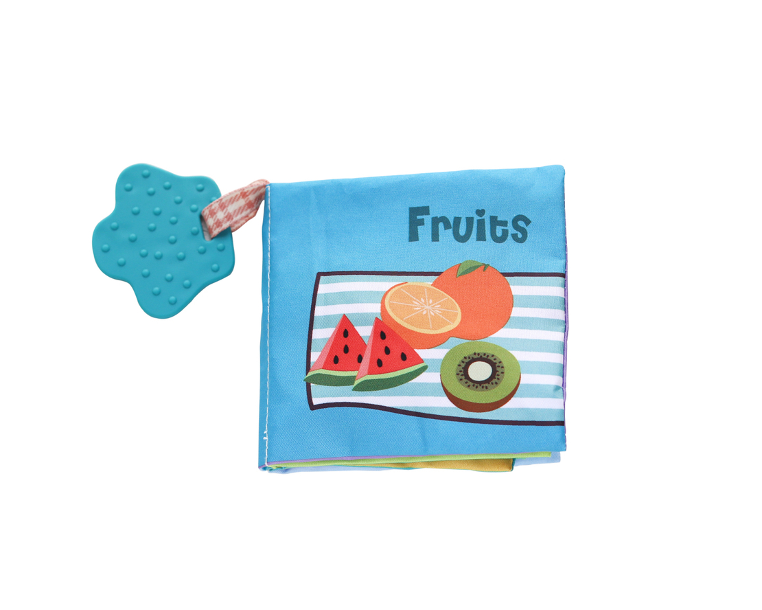 KikkaBoo Образователна текстилна книжка с чесалка Fruits