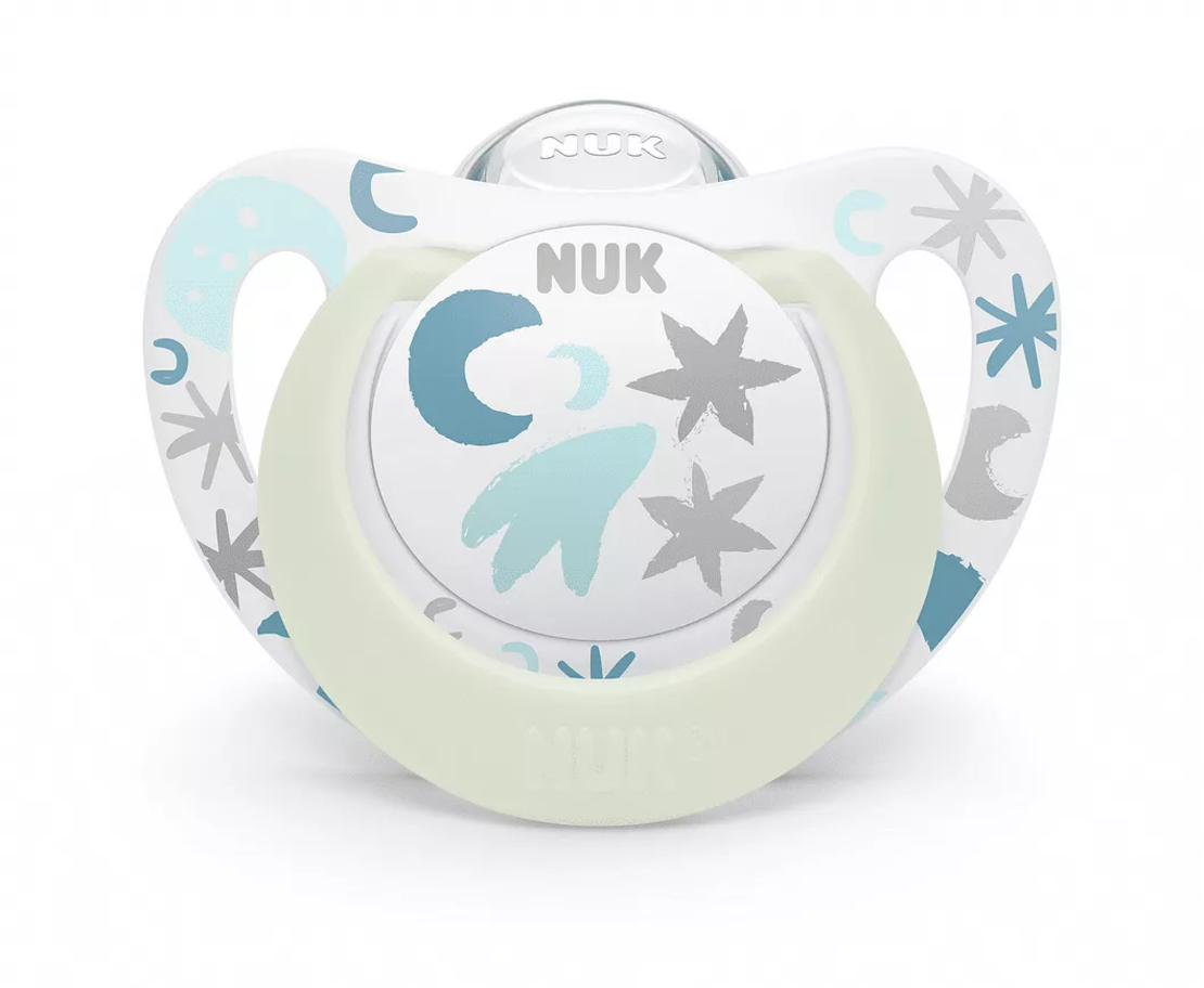 NUK Биберон Залъгалка Силикон 0-6месеца 1 Брой STAR Night с Кутия