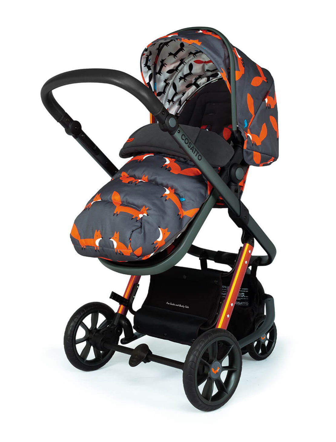 Комплект количка Cosatto Giggle 3 Charcoal Mister Fox 5в1, i-Size база и чувалче за крака