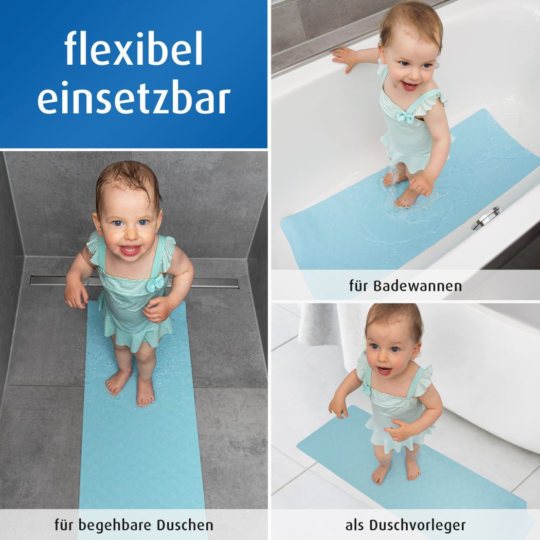  Нехлъзгаща подложка за баня XL Reer MyHappyBath , синя 