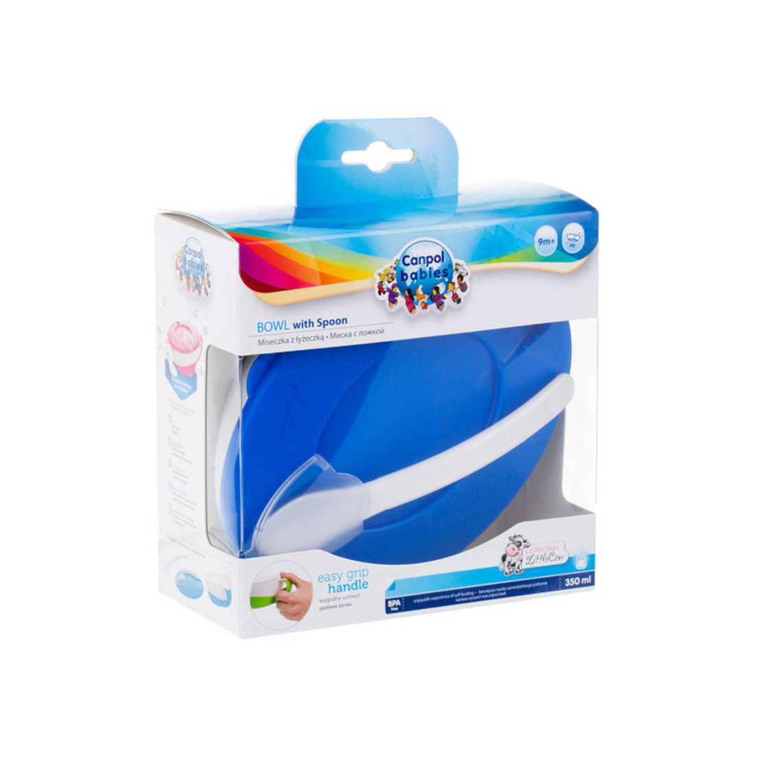 Купа за хранене с капаче и лъжица,  Little Cow 350 мл 9м+