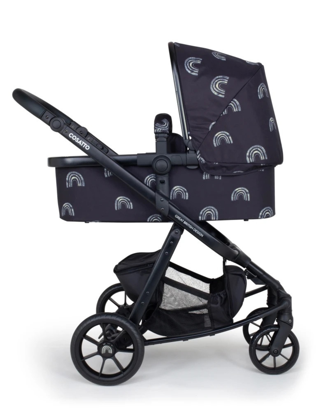 Комплект количка Cosatto Giggle Quad NIGHT RAINBOW 5в1, i-Size база и чувалче за крака