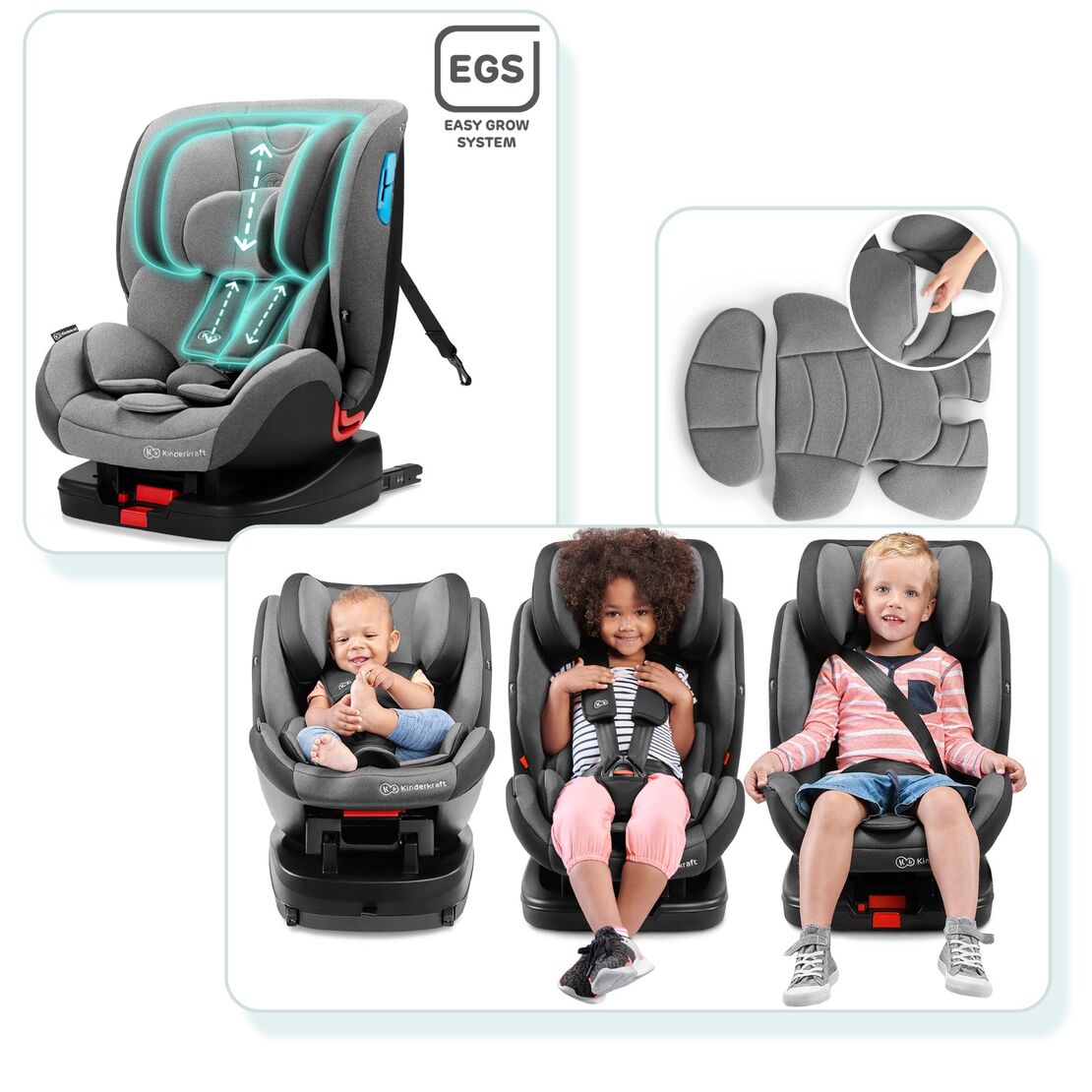  Столче за кола KinderKraft Vado, IsoFix, 0 - 25 kg, Сиво 