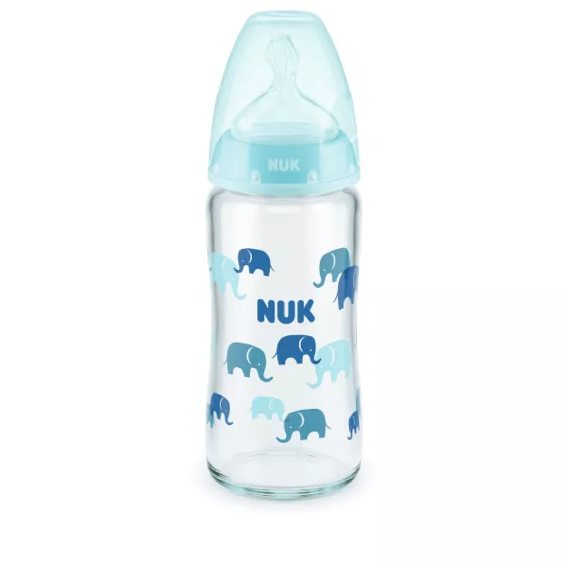 NUK First Choice Temperature Control Стъклено Шише 240мл със Силиконов Биберон за Хранене 0-6месеца
