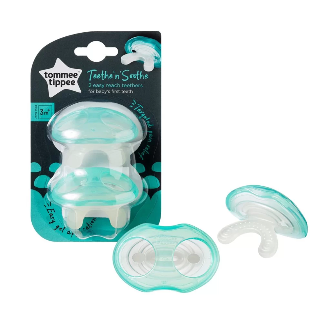 Tommee Tippee ГРИЗАЛКА ЕТАП 1 3м+ (2 бр./оп.)  зелен
