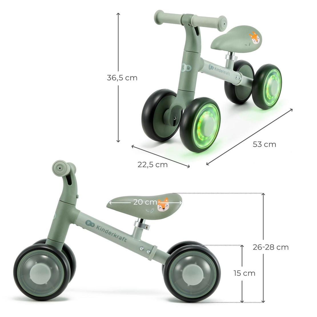 KinderKraft CUTIE FLASH GREEN Колело За Баланс