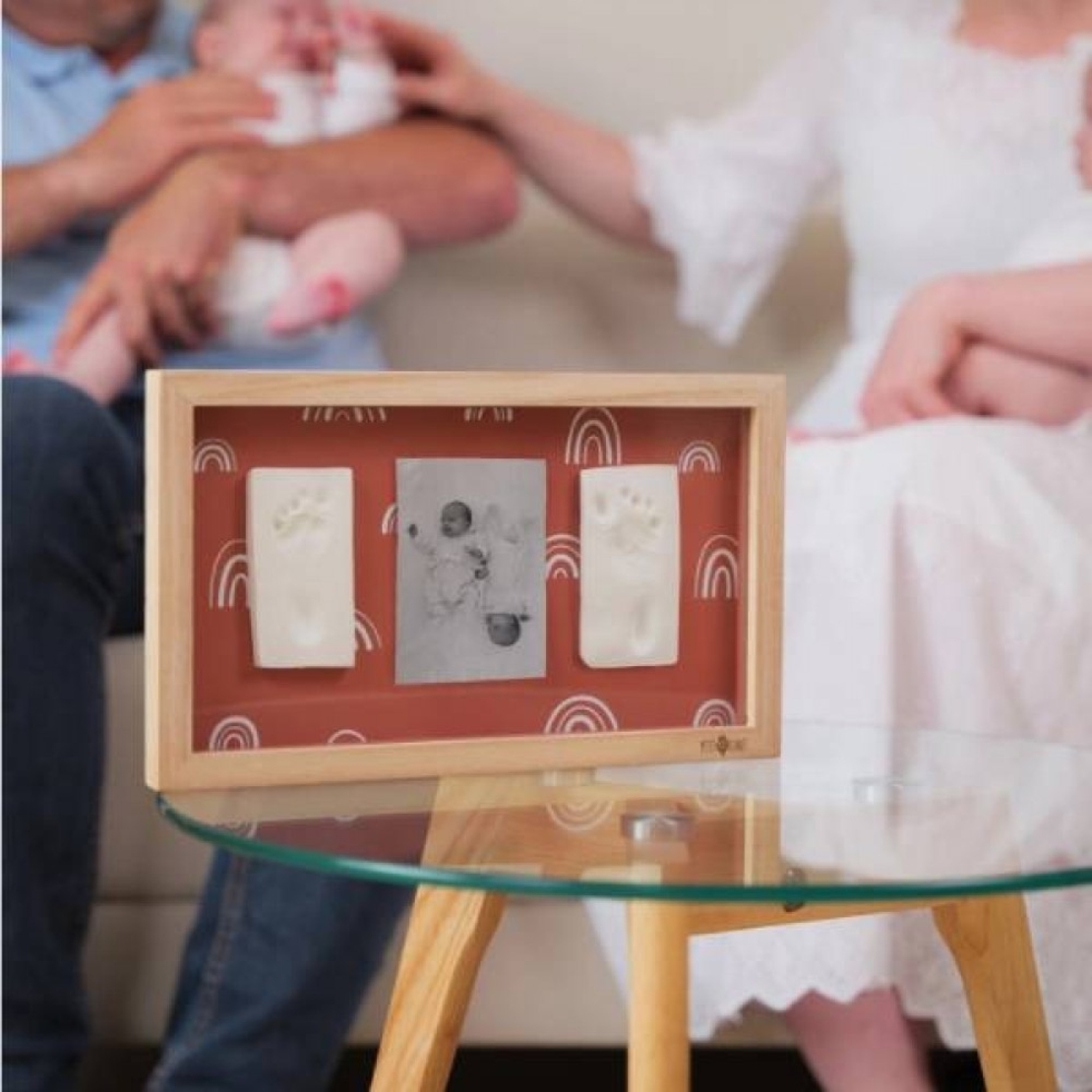 Petit ARTichaut Дървена Рамка за 2 Бебешки Отпечатъка и Снимка Rainbow Terracotta