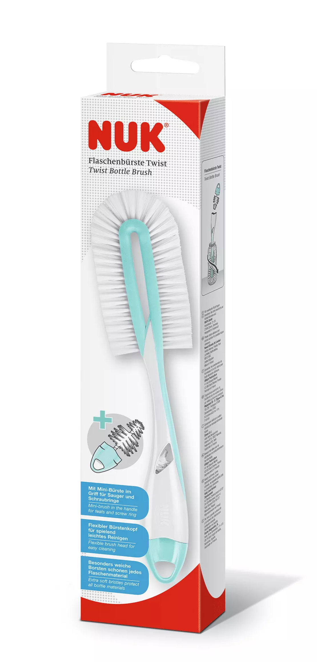 NUK Четка за Шише и Биберон 2 в 1 Twist MINT