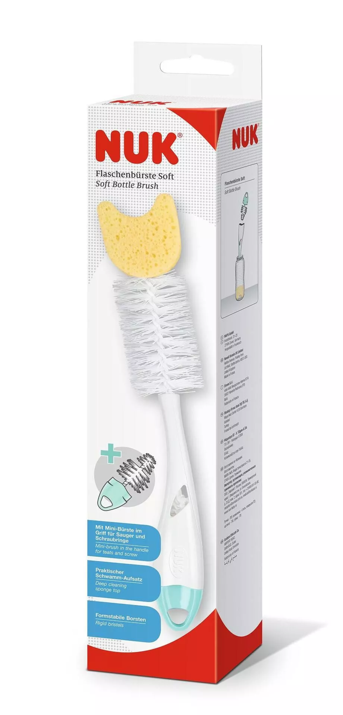 NUK Четка за Шише и Биберон 2 в 1 Гъбка MINT