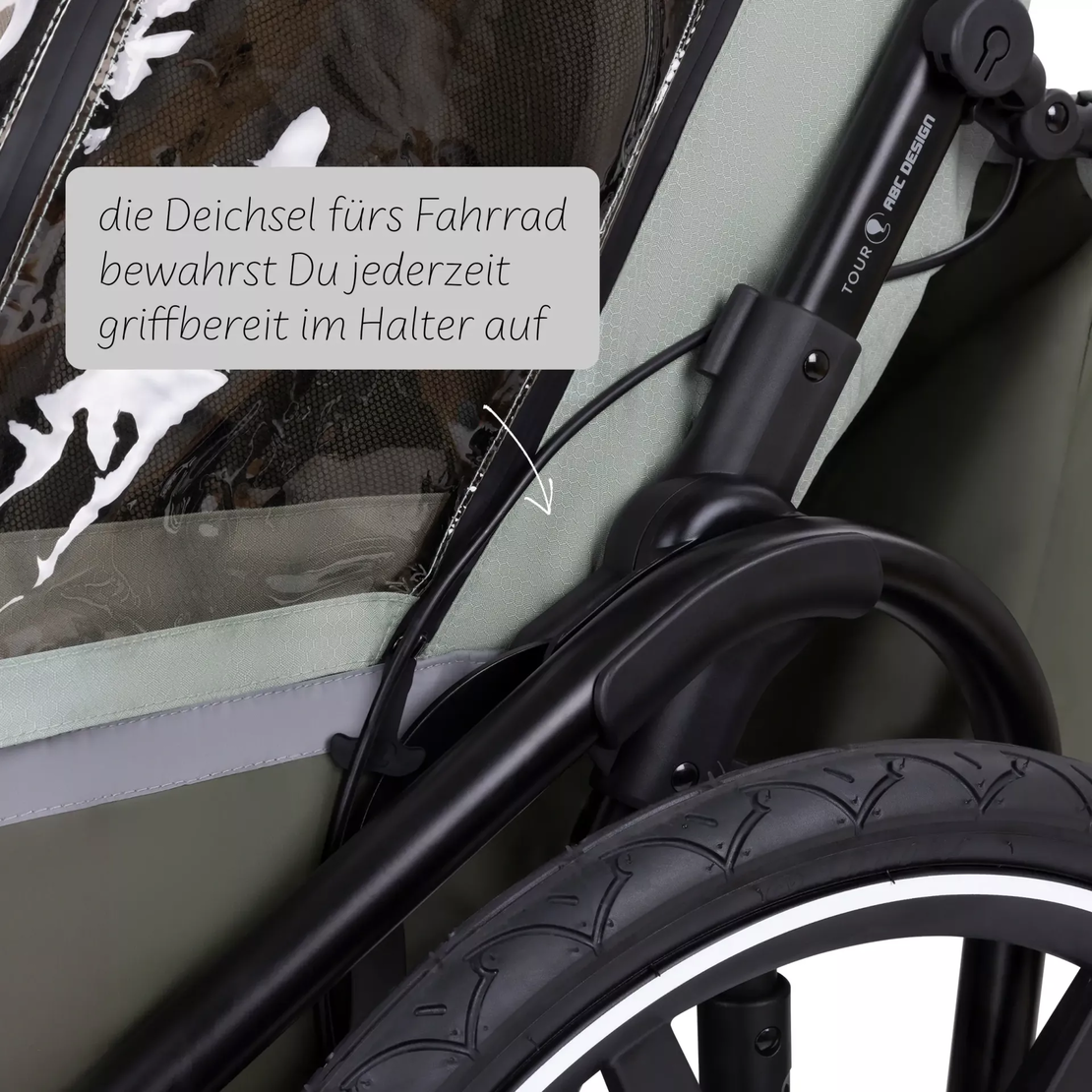 ABC Design Детска Количка за Колело Bicycle Trailer Tour Olive with 2 Comfort Seats & Air Wheels