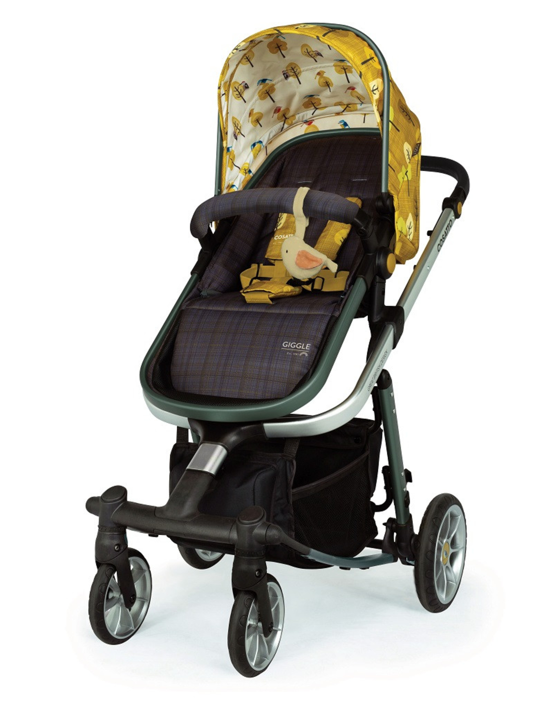 Комплект количка Cosatto Giggle Quad Spot the birdie 5в1, i-Size база и чувалче за крака