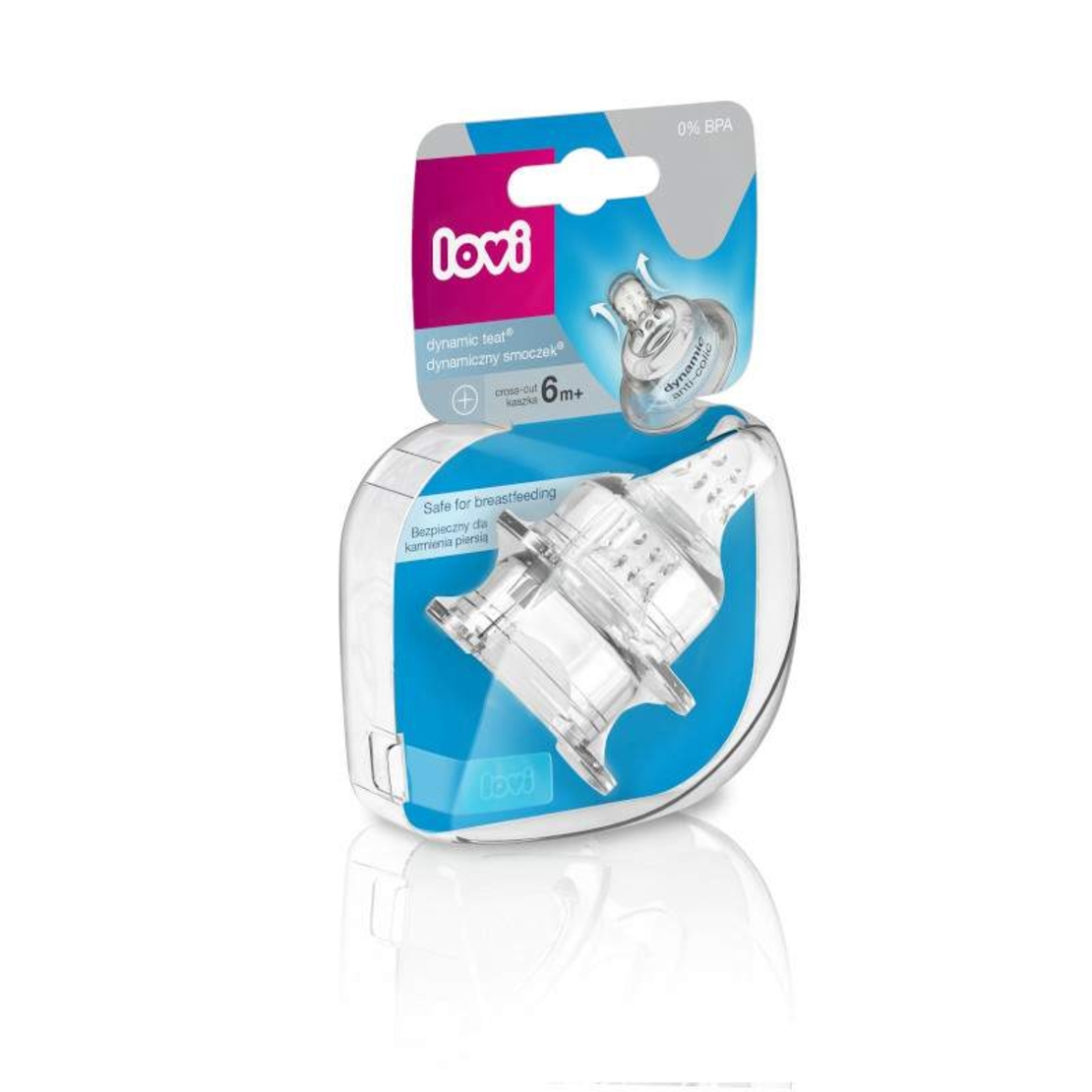 Силиконов биберон Dynamic Medium, 6м+, 2 бр.