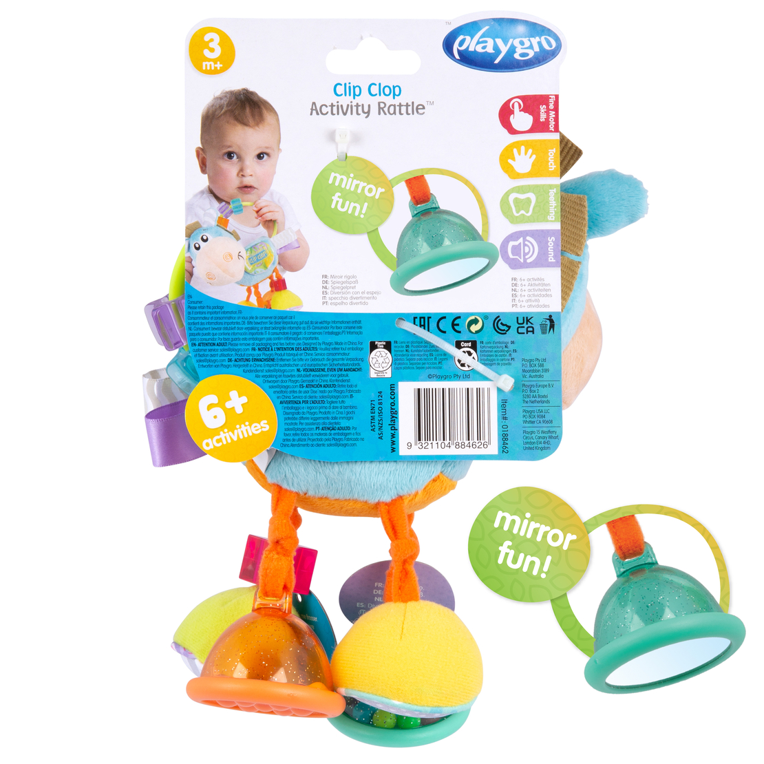 PLAYGRO ДРЪНКАЛКА КОНЧЕ ХОП ТРОП ЦВЯТ СИН  3М+