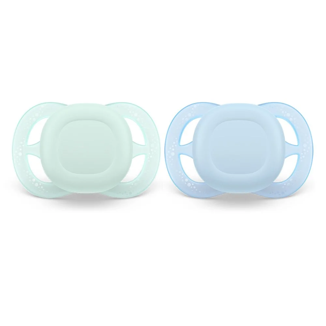 Philips AVENT SCF075/02 Комплект от 2 броя ортодонтични залъгалки за новородени Ultra Start 0-2м в синьо и зелено в кутия за стерилизиране