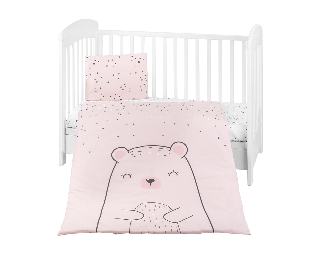 Бебешки спален комплект 3 части Bear with me Pink