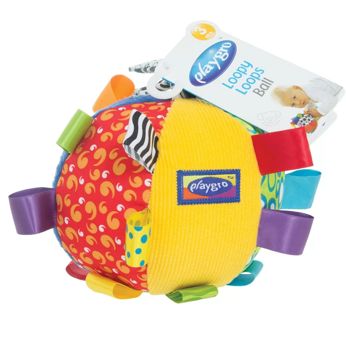 PLAYGRO ЗВЪНЯЩА МЕКА ТОПКА С ЕТИКЕТИ 3М+