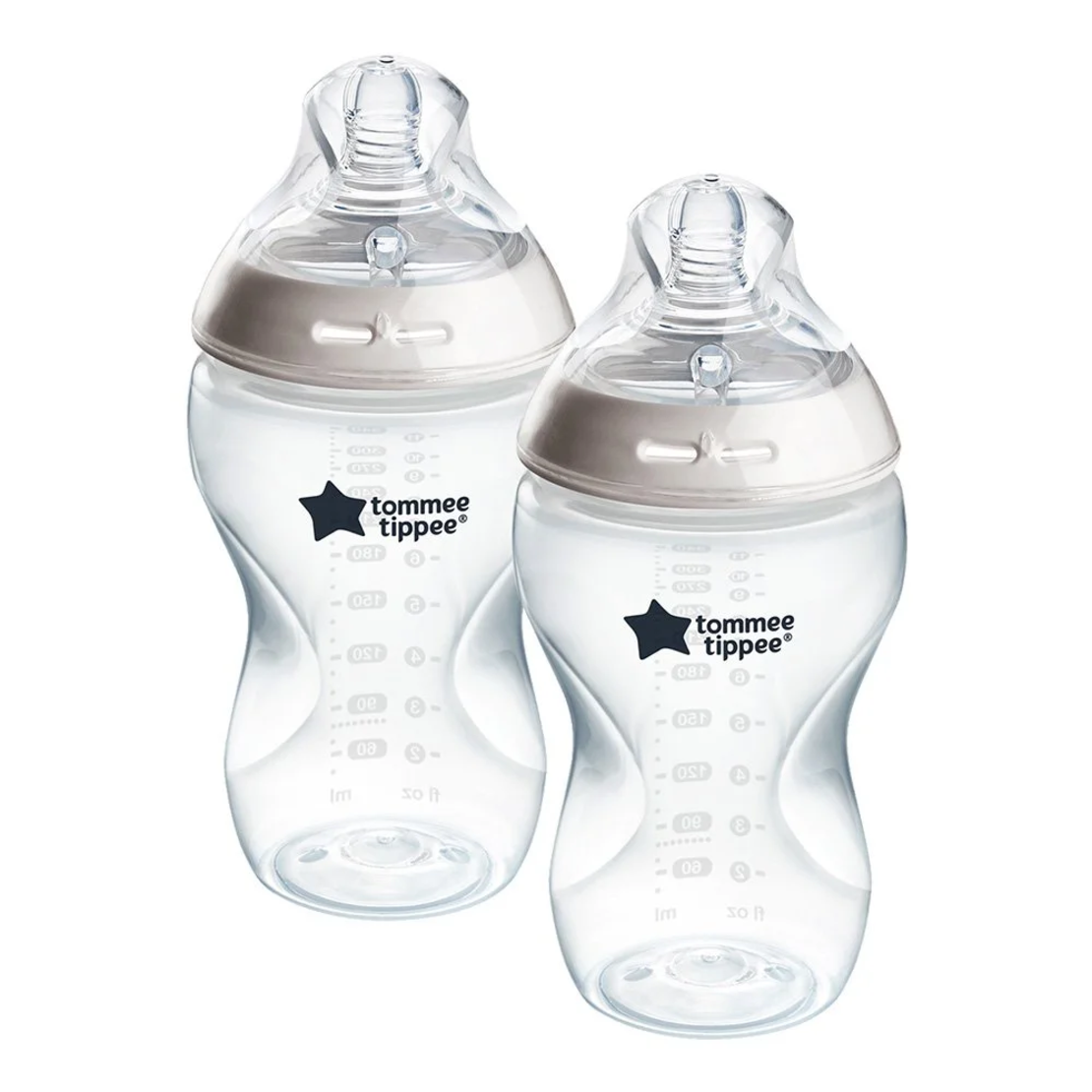 Tommee Tippee Natural Start САМОСТЕРИЛИЗИРАЩ се Комплект от 2 броя бебешки шишета 340мл. за хранене  с биберон със среден поток 3м+